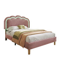 POLSTERBETT aus Samt 90x190 cm in Rosa mit LED-Beleuchtung - Rosa, Textil (90/200cm) - Modfu