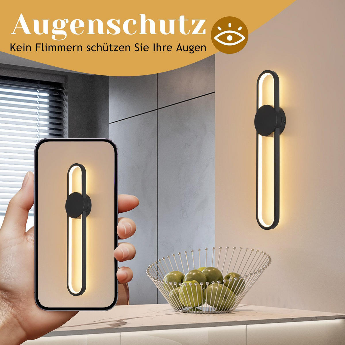 LED nástěnné svítidlo Frankenthal II 60/12/6 cm - černá, kov (12/5.5/60cm) - Nettlife