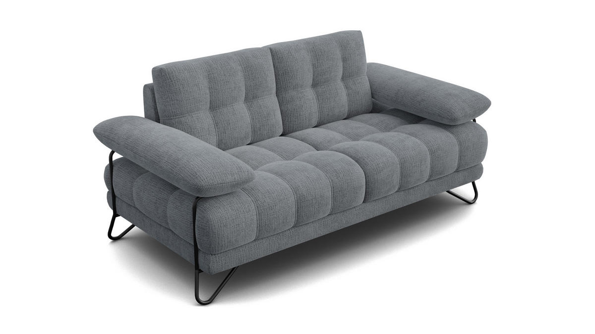 SOFA BUBBARA 2-Sitzer, dunkelgrau - Dunkelgrau/Schwarz, Holz/Textil (185/87/96cm) - Courtois Laville