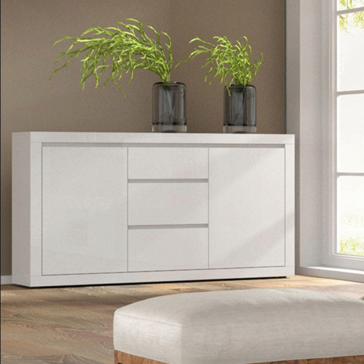 KOMODA Olia Bijeli - bijela, drvni materijal (150/89/40cm) - Petits-meubles