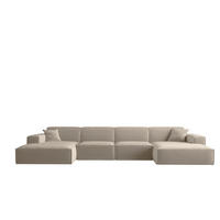 WOHNLANDSCHAFT Celes Premium Opera - Beige, Holzwerkstoff/Textil (379/73/165cm) - Fun Möbel