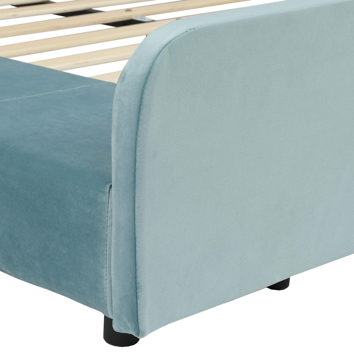POLSTERBETT mit Schreibtisch und Hocker 140x200 cm Samt Blau - Blau, Holzwerkstoff (140/200cm) - Beauniv