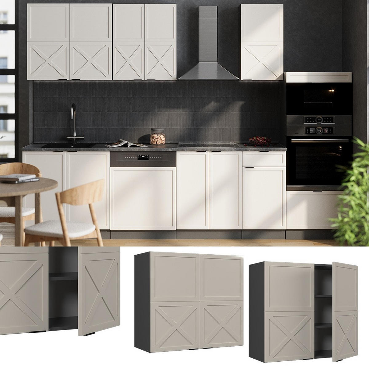 STENSKA OMARICA Fame-Line, Sivo-belostna/Antracit, 80 cm - sivobež/antracit, leseni material (80/72/34.1cm) - Vicco