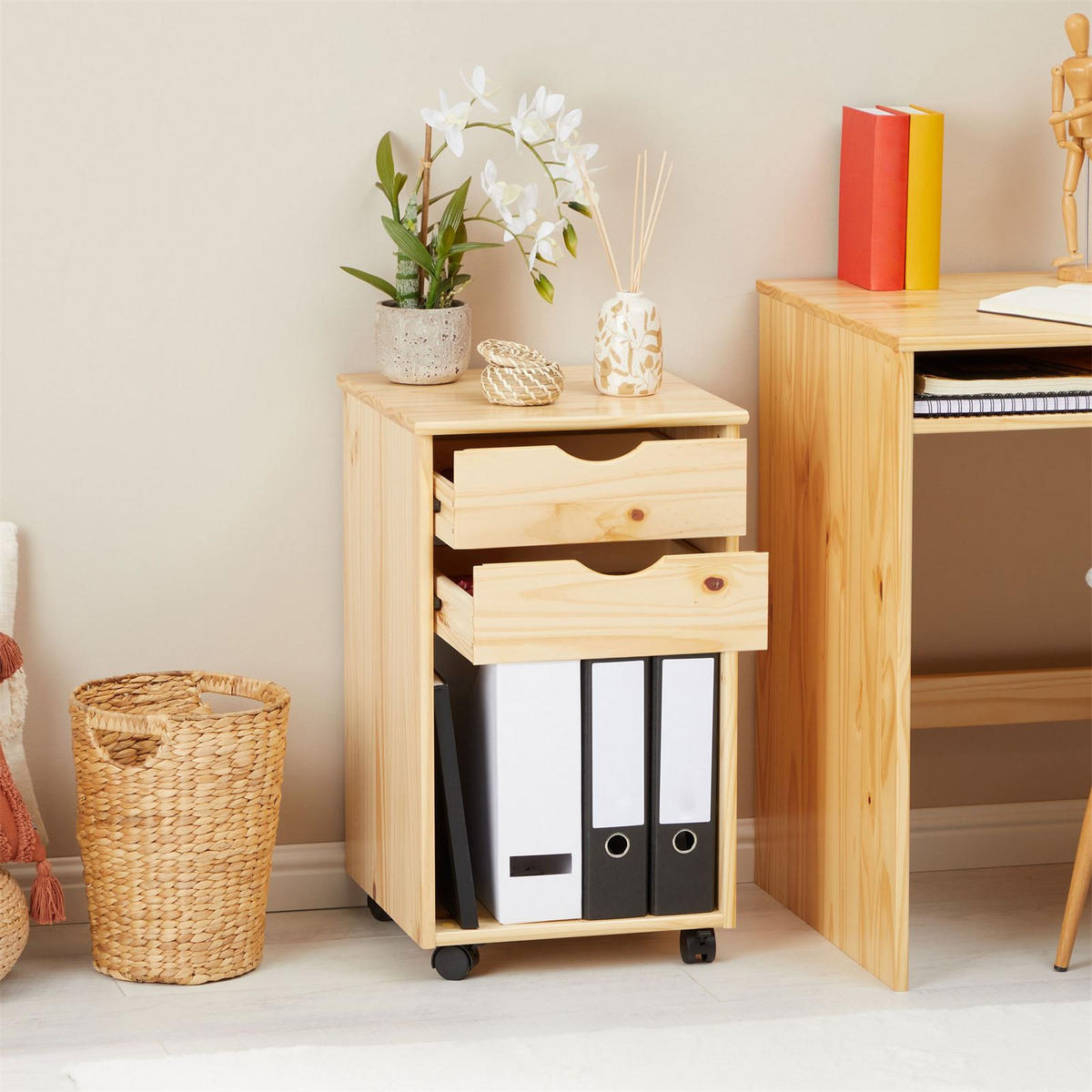 ROLLCONTAINER KANO - Naturfarben, Holz (39/65/39cm) - IDIMEX