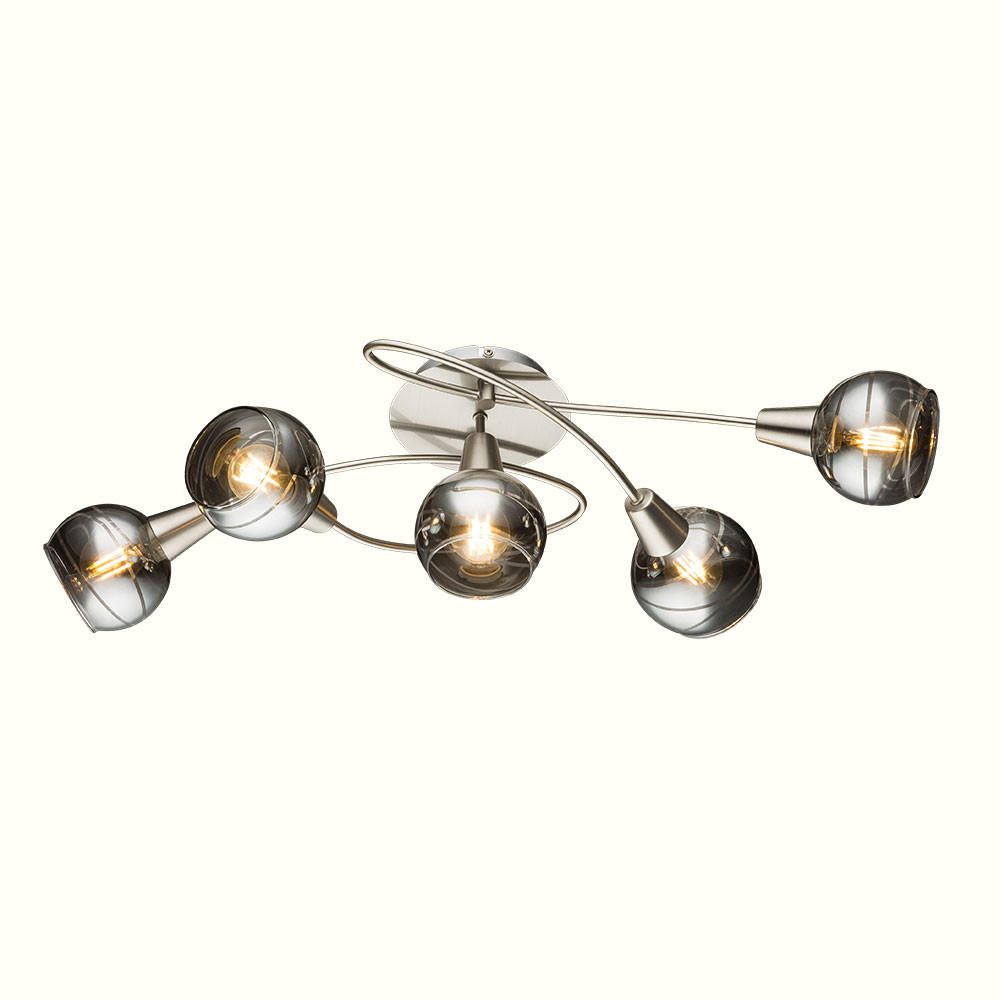 LED DECKENLEUCHTE Metall Silber ROMAN - Silberfarben, Glas (62.5/37/21cm) - Globo Lighting
