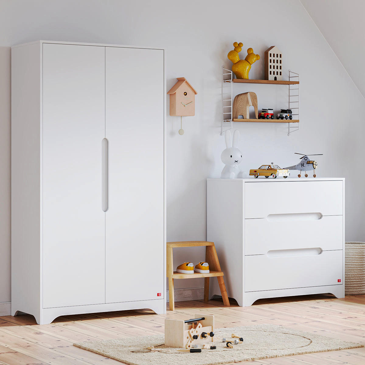OMARA 2 vrati Ova Bela - bela, leseni material (88.5/179.5/52cm) - Petits-meubles