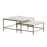 COUCHTISCH-SET Ramio Weiß/Gold 80 x 80 cm 2 Teile - Goldfarben/Weiß, Holzwerkstoff (80/80/45cm) - Vicco