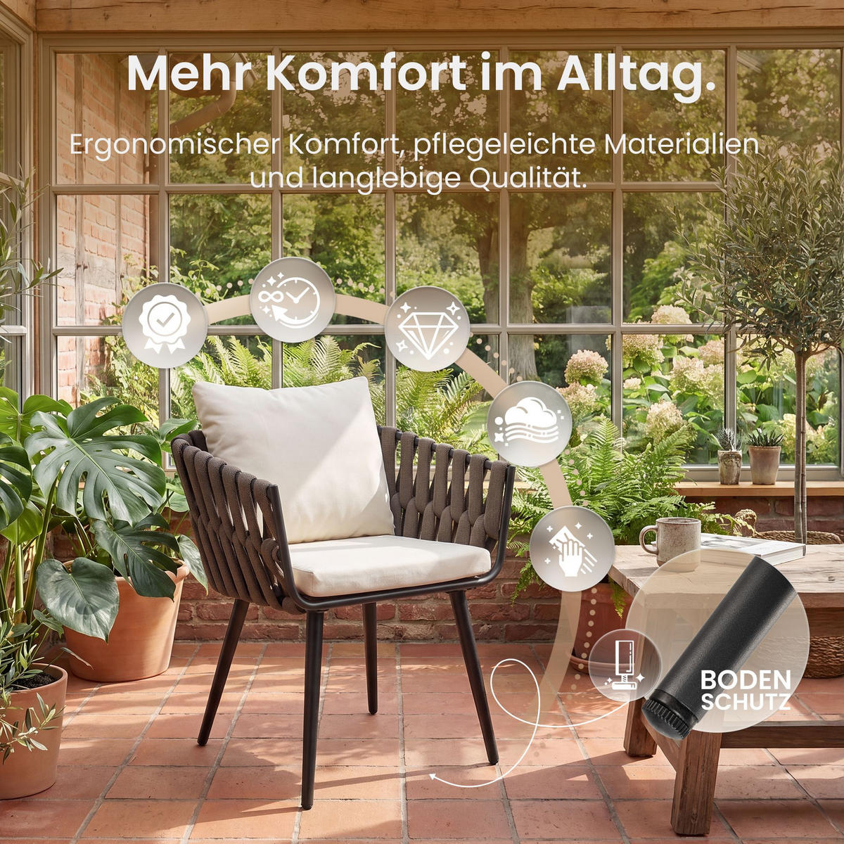 GARTENSTUHL Metall Creme - Creme, Metall (61/43/56cm) - CLP