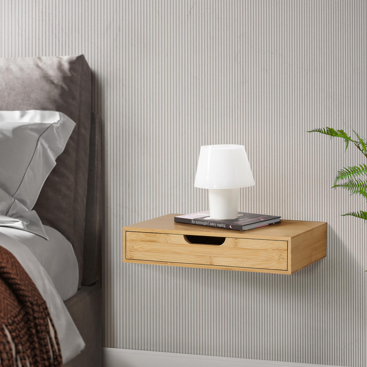 WANDREGAL-SET 2 TLG. Bokn - Naturfarben, Holz (40/8/24cm) - [en.casa]