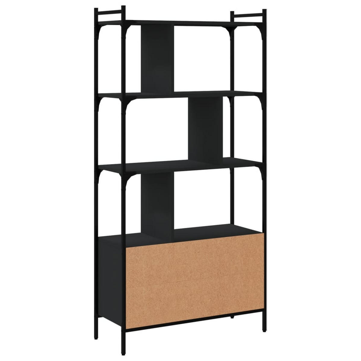 BÜCHERREGAL mit 3 Ebenen, kleinem Schrank 76,5/30/154,5 cm aus Holzwerkstoff Schwarz - Schwarz, Holz (76.5/154.5/30cm) - vidaXL