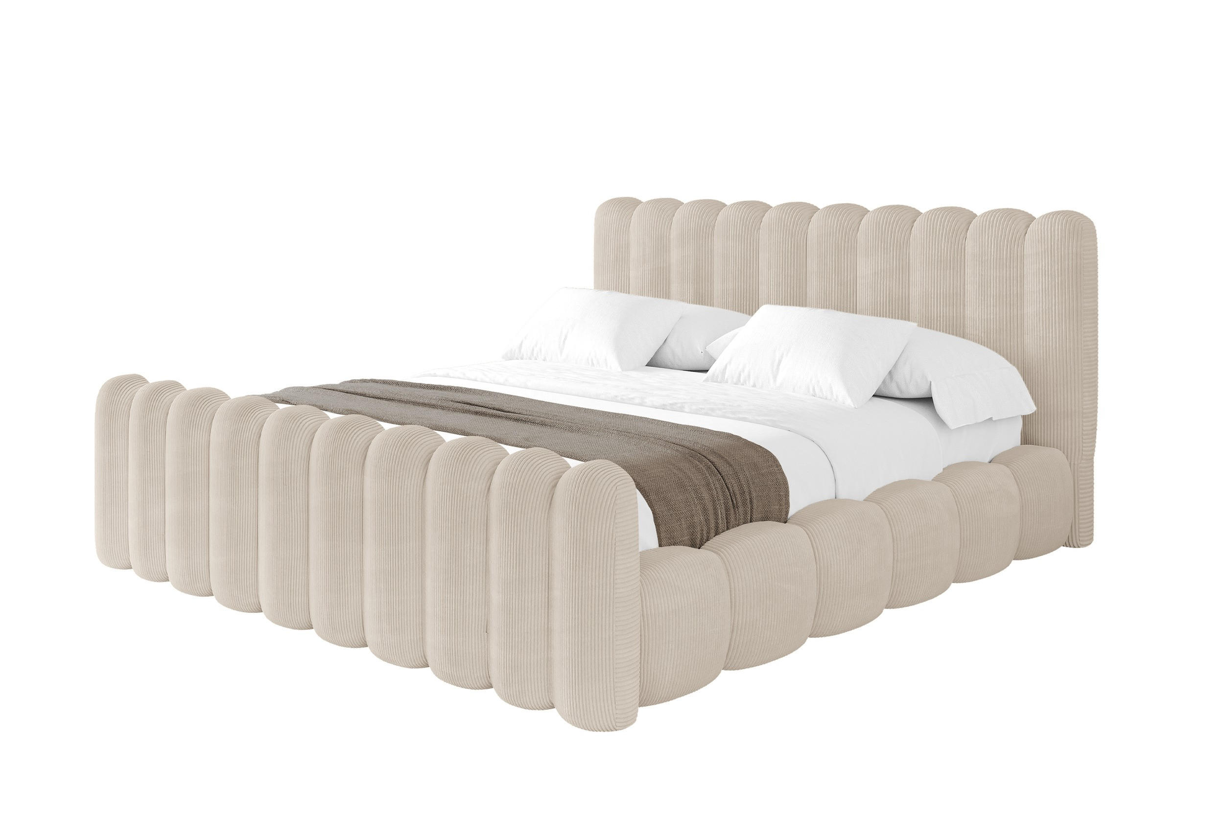 POLSTERBETT mit Bettkasten, Fußteil und Lattenrost, Bett mit Matratze H3/H4 - SENA-Z 180x200 Beige - Greige, Holzwerkstoff/Textil (180/200cm) - ALTDECOR