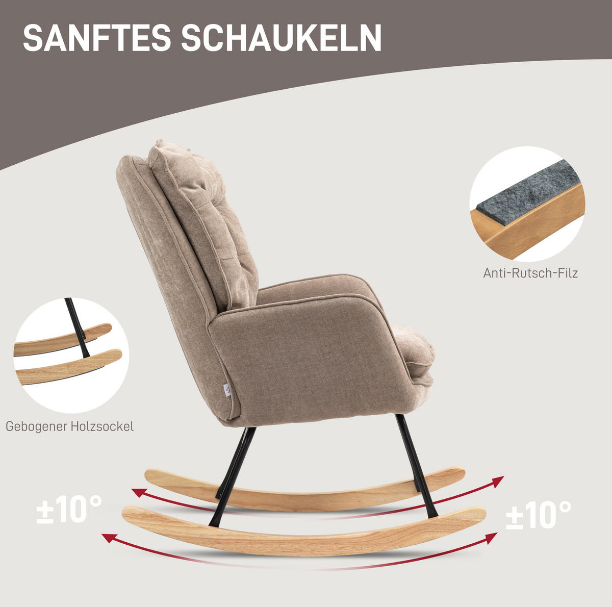 SCHAUKELSTUHL 71/98,5/97 cm braun aus Polyester mit Chenilleoptik - Braun, Textil (98.5/97/71cm) - OKWISH