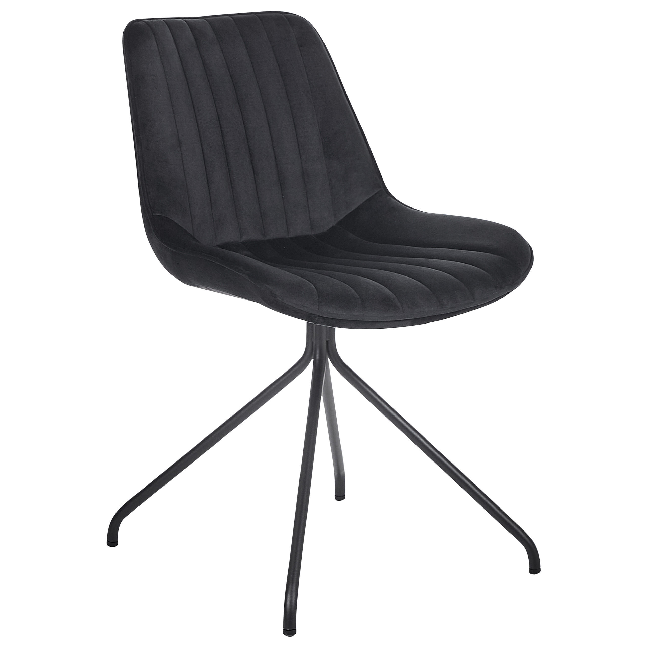 ESSZIMMERSTUHL 2er-Set Samtstoff Schwarz Navasota - Schwarz, Textil/Metall (47/83/62cm) - Beliani