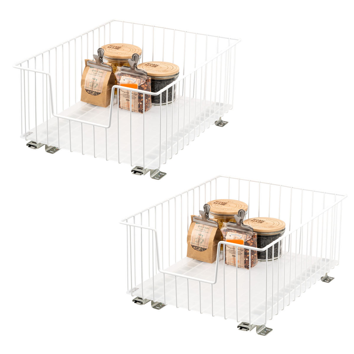 SCHRANK-KORBAUSZUG 40 cm, weiß, Metall - Weiß, Metall (40/23/50.5cm) - bremermann