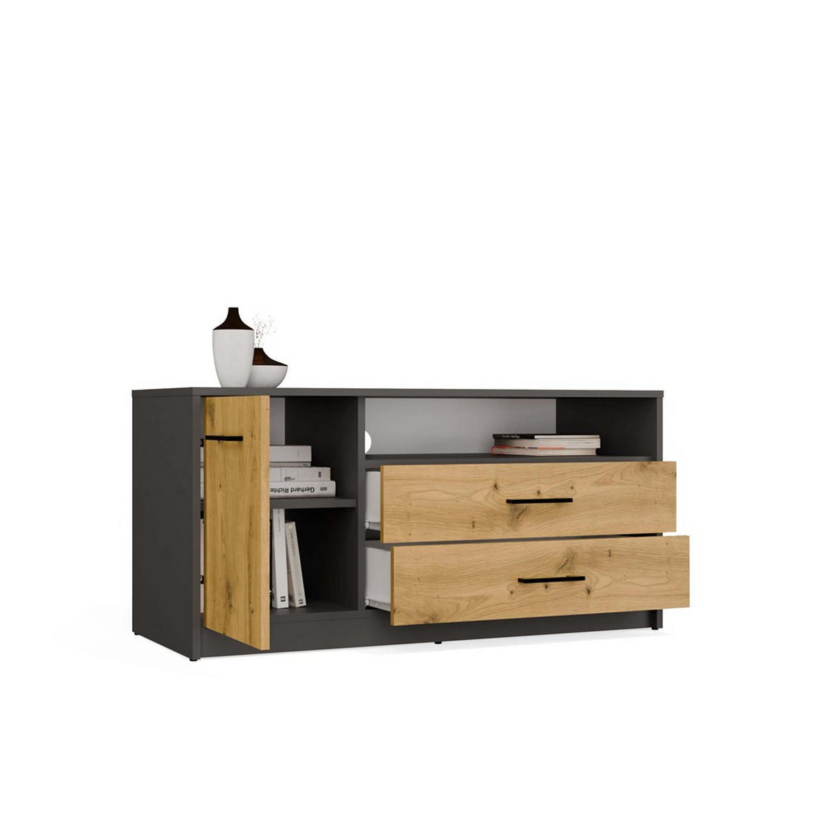 LOWBOARD Anthrazit, Artisan 109/53/45 - Anthrazit, Holzwerkstoff (109/53/45cm) - RAUMHIRSCH FURNITURE