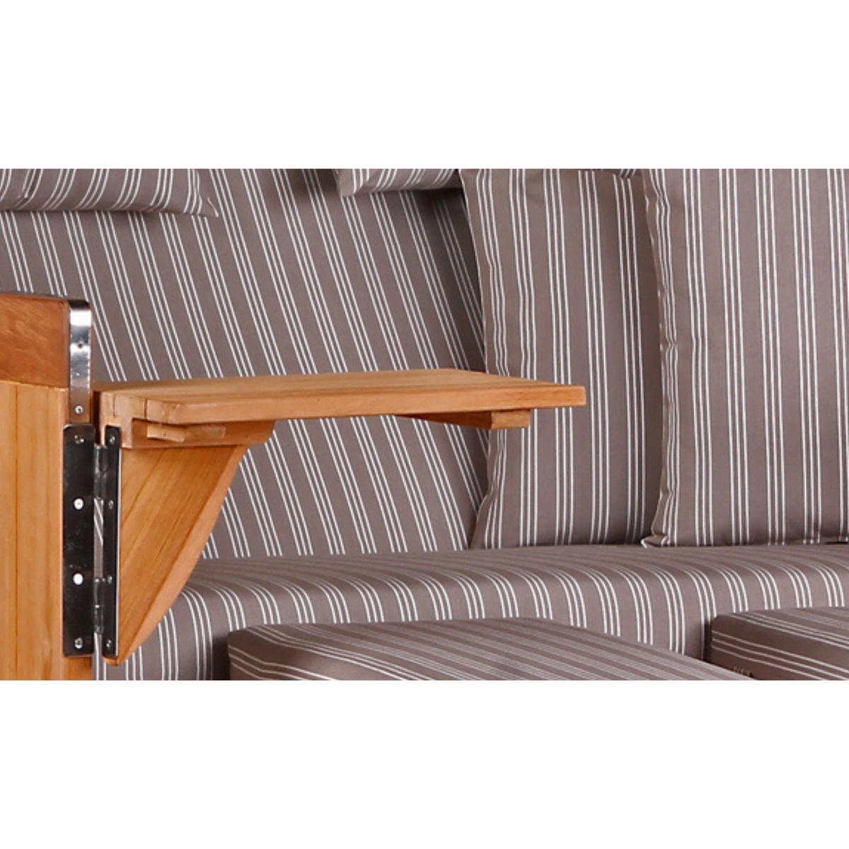 STRANDKORB Baltikum Teak 2,5 Sitzer - Braun/Grau, Holz/Metall (142/170/95cm) - Mr. Deko