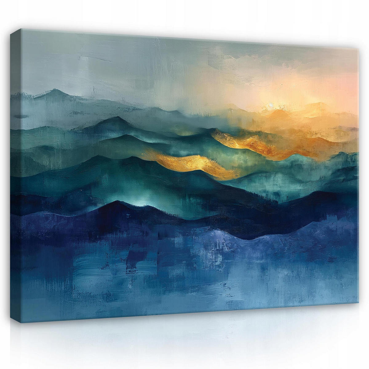 LEINWANDBILD Abstrakt Gold Blau 100x70 - Multicolor, Holzwerkstoff (100/70cm) - Wallarena