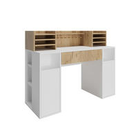 SCHREIBTISCH Weiß/Sonoma 126.8 x 50 cm XL mit Regale - Weiß/Sonoma Eiche, Holzwerkstoff (50/126.8/100cm) - Vicco