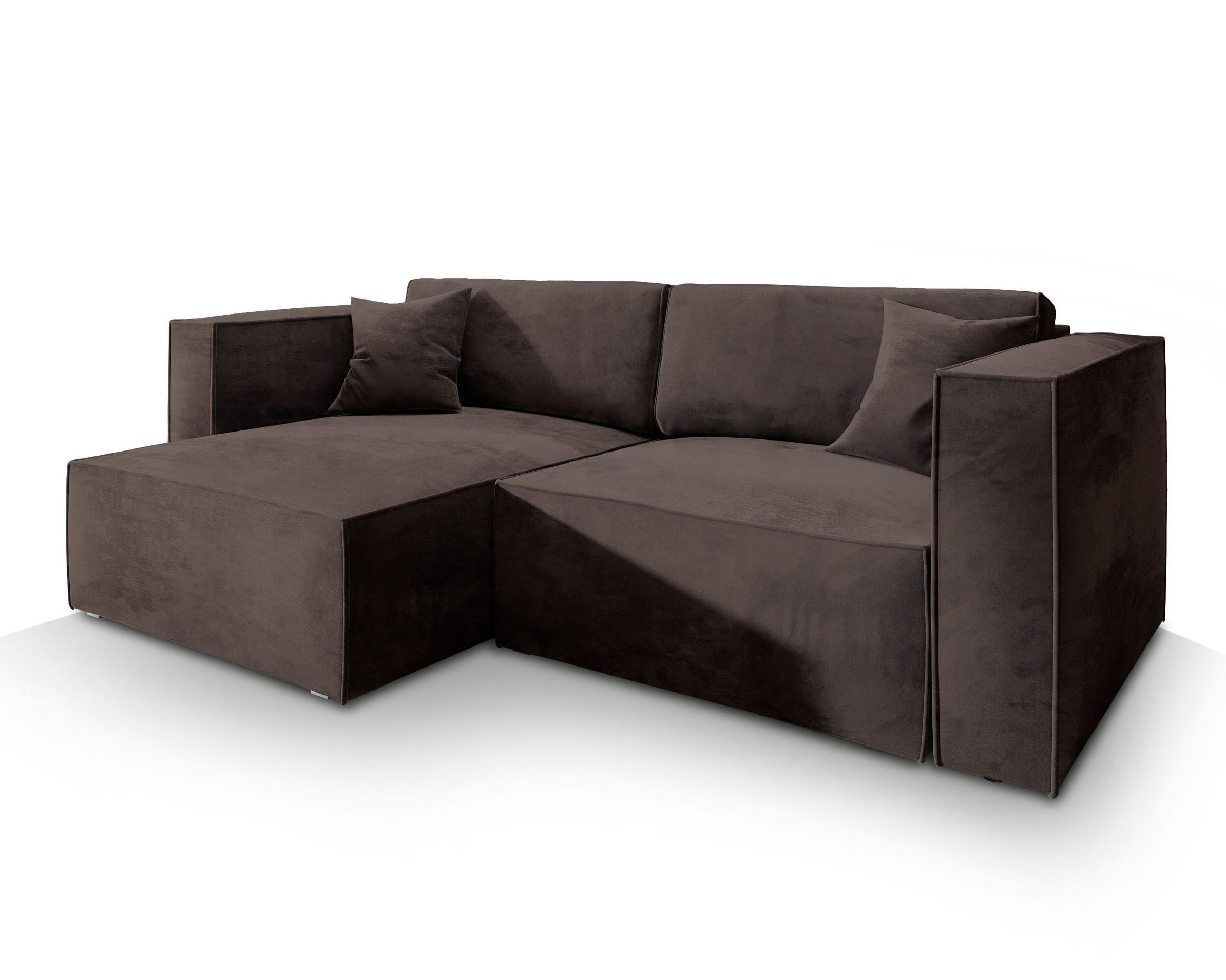 ROHOVÁ SEDAČKA NERIO hnědá - šedá/hnědá, dřevo/textil (245/148cm) - MASSENO