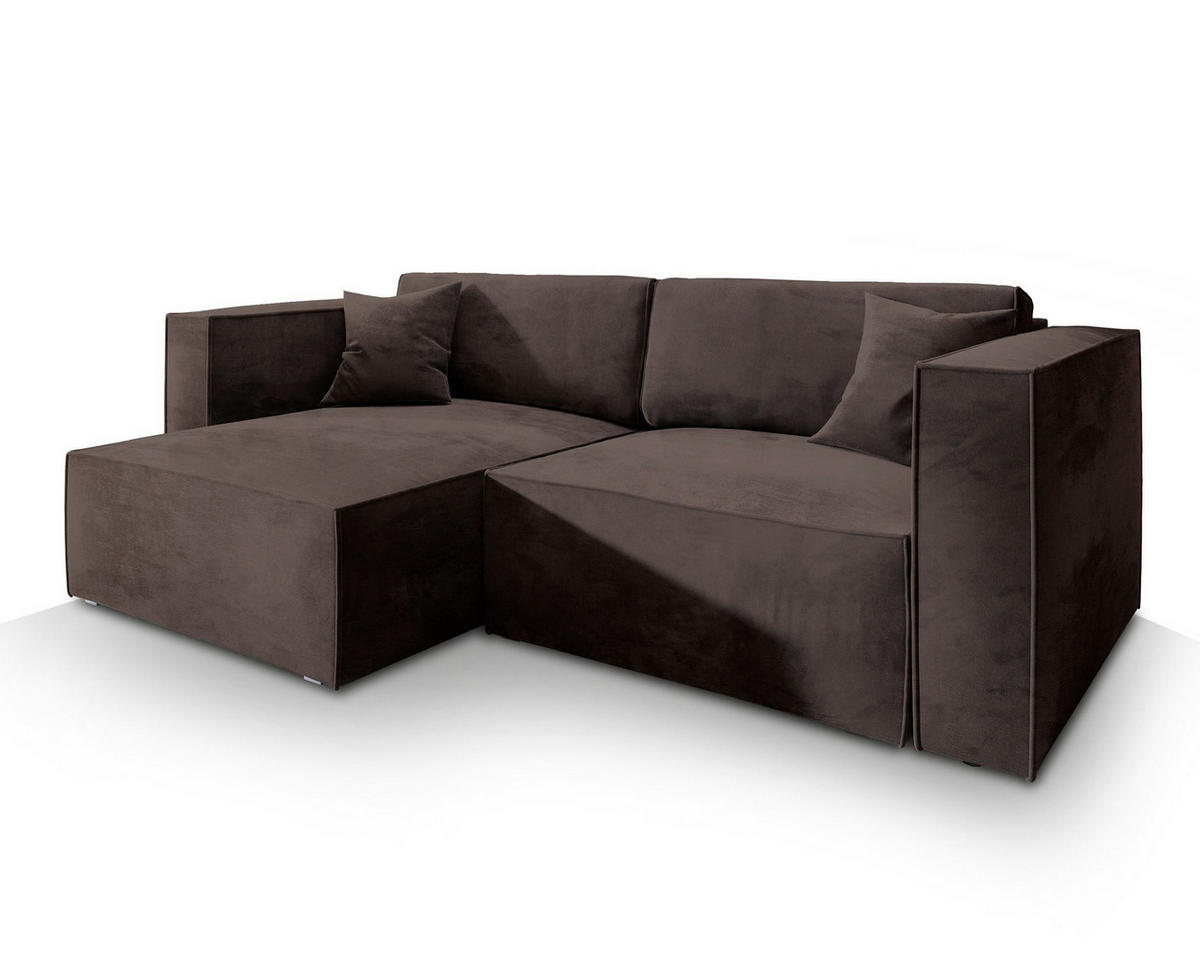 ROHOVÁ SEDAČKA NERIO hnědá - šedá/hnědá, dřevo/textil (245/148cm) - MASSENO