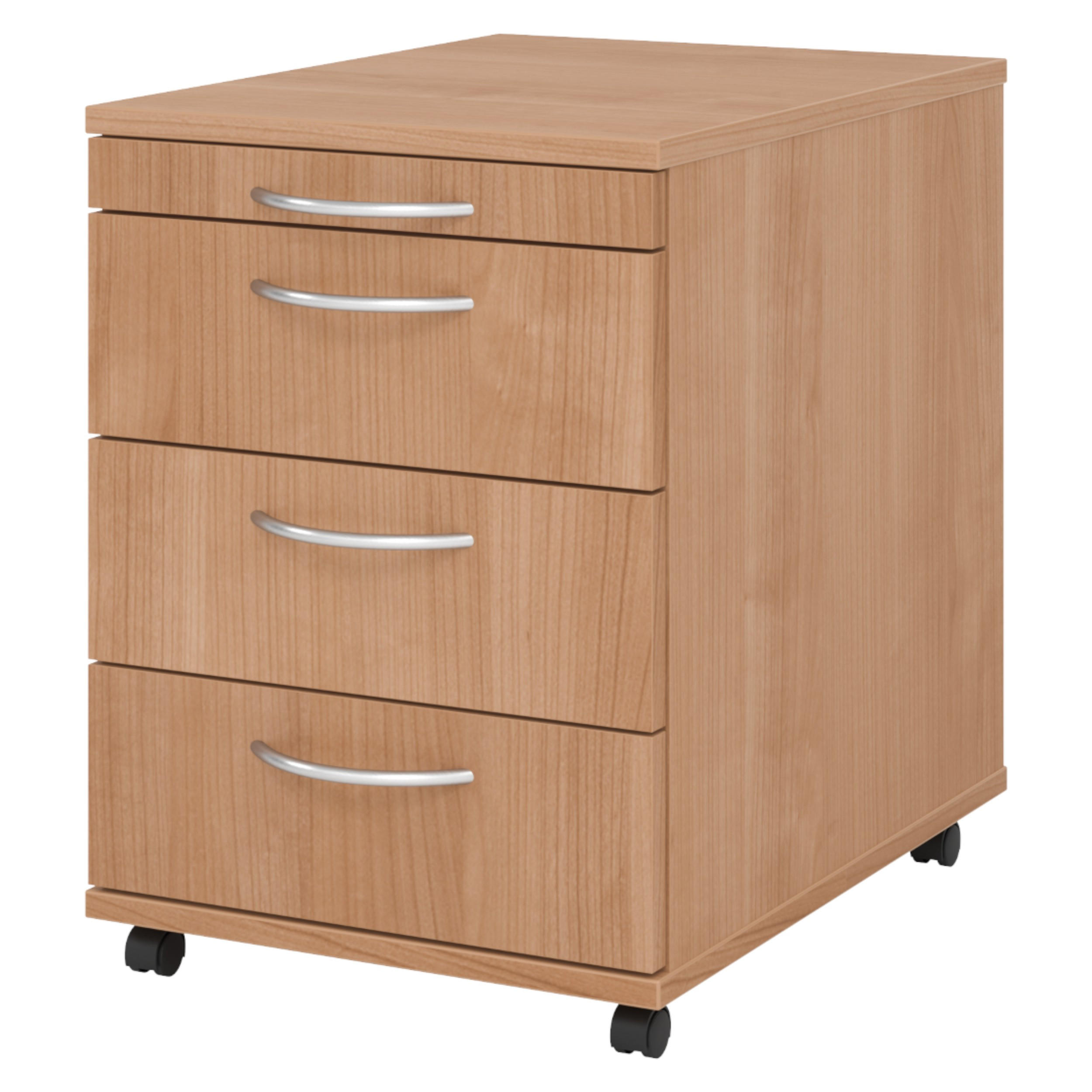 ROLLCONTAINER - mit 3 Schubladen 58/42,8/59 cm in Nussbaumfarben Bogengriff (Kunststoff) - Nussbaumfarben, Holzwerkstoff (42.8/59/58cm) - bümö