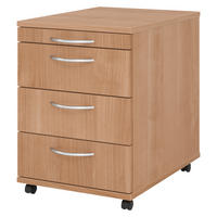 ROLLCONTAINER - mit 3 Schubladen 58/42,8/59 cm in Nussbaumfarben Bogengriff (Kunststoff) - Nussbaumfarben, Holzwerkstoff (42.8/59/58cm) - bümö