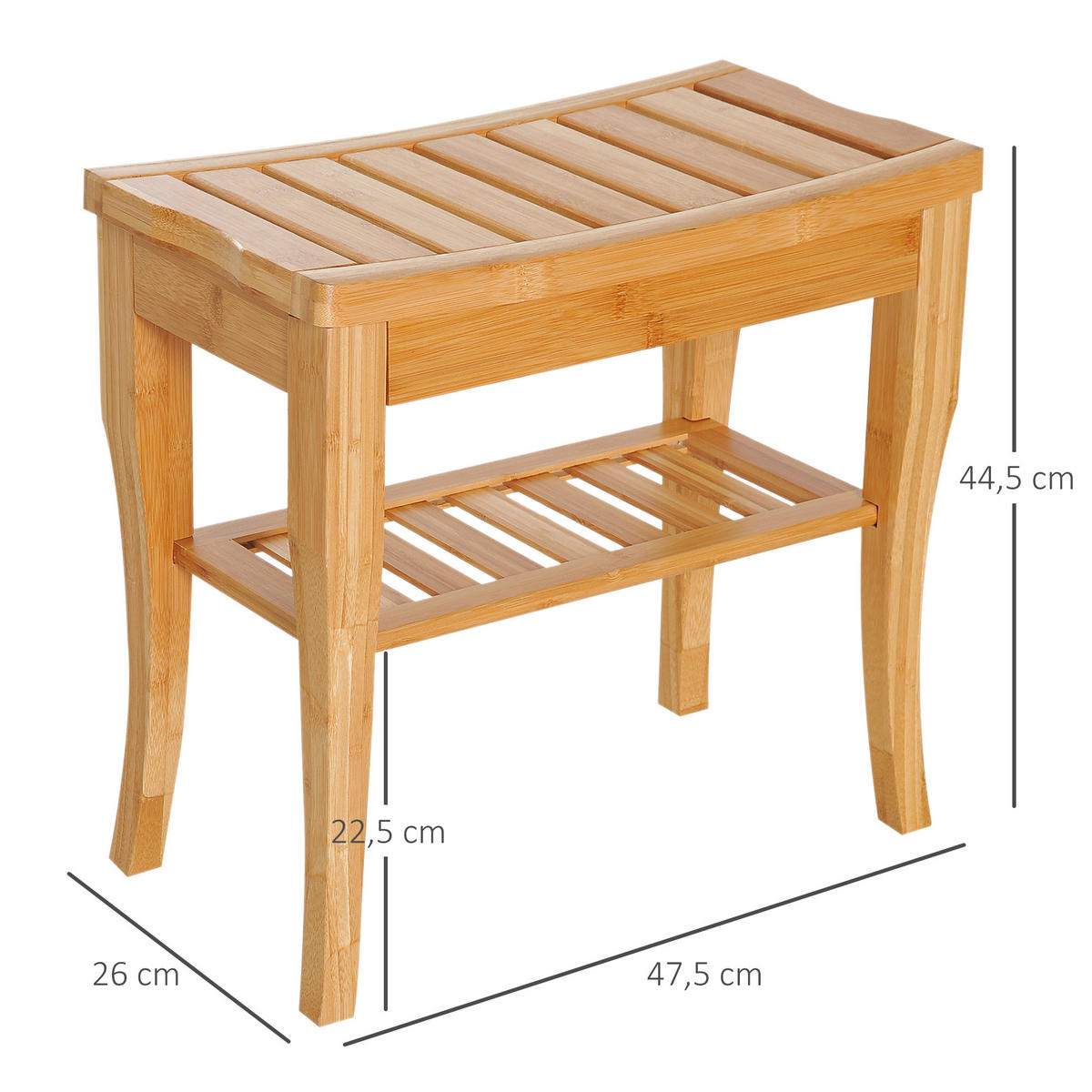 DUSCHHOCKER DE-10530 mit Ablage & Bambus Natur - Naturfarben, Naturmaterialien (26/44.5/47.5cm) - ComfortXL