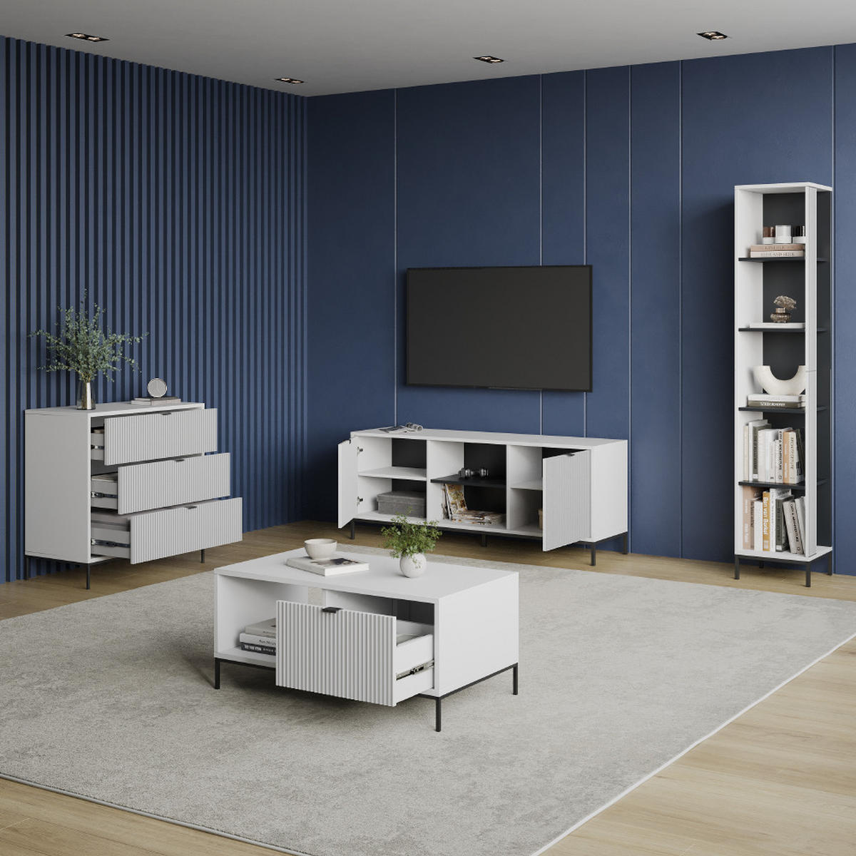 BÜCHERREGAL Aterno Weiß mit 5 Fächern - Weiß, Holzwerkstoff (36/188/36cm) - Livinity®