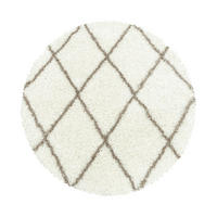 TEPPICH Hochflor Shaggy Geometrisch Polypropylen Wohnzimmer Creme Rund 120x120 - Creme, Textil (120/120cm) - KADIMA DESIGN