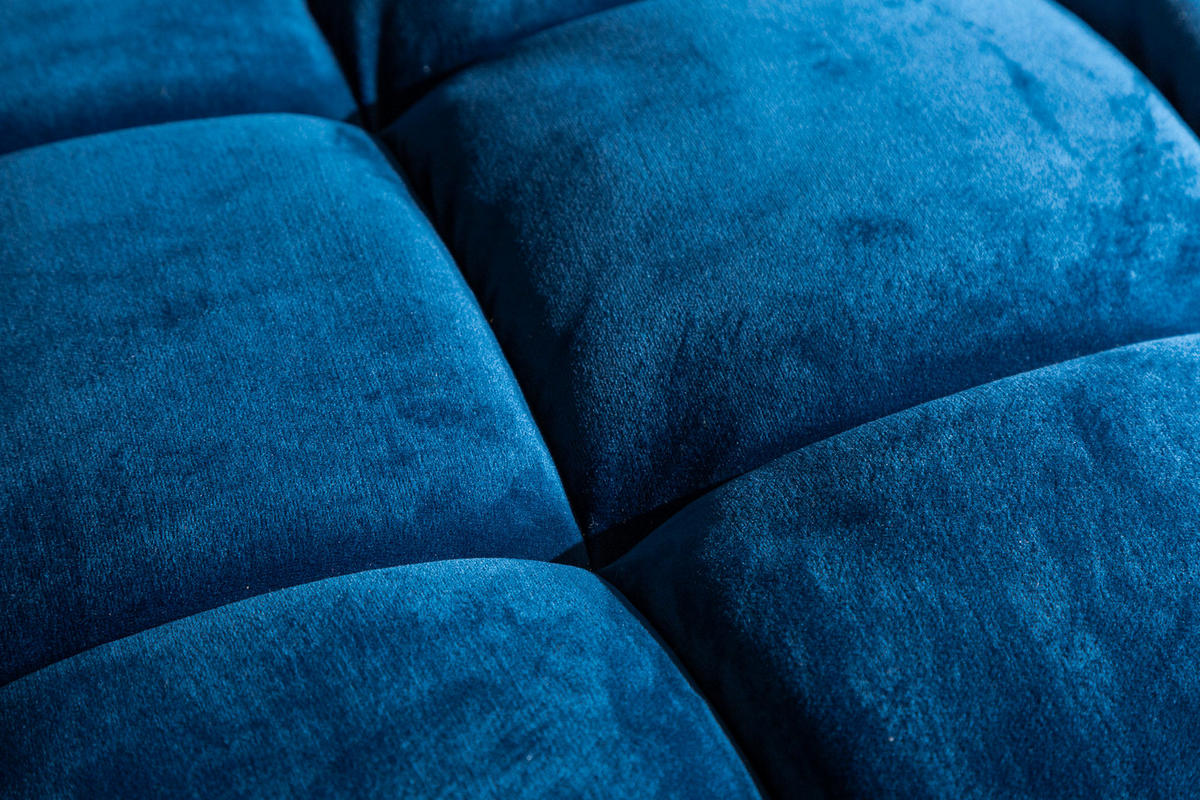 3-SITZER SOFA COZY VELVET Eukalyptus Samt Blau 220 cm - Blau/Goldfarben, Holz/Textil (220/90/85cm) - riess-ambiente