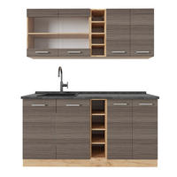 JEDNOTKOVÁ KUCHYNĚ R-Line Ušlechtilý šedý/zlatý dub - šedá, kompozitní dřevo (160/81.6/60cm) - Vicco