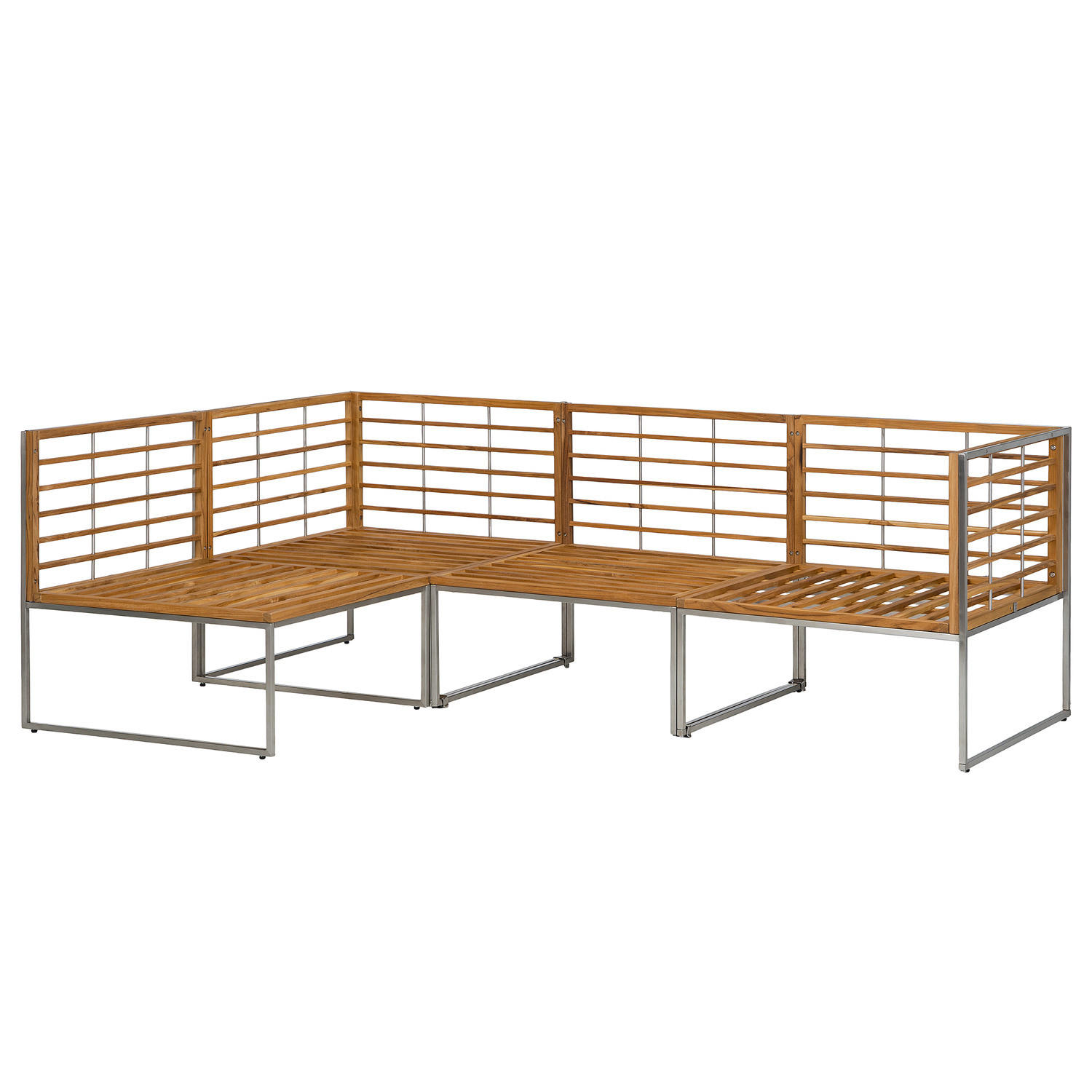LOUNGESET - 4-teilig - Webstoff / Teak massiv - Anthrazit, Holz/Textil - home24