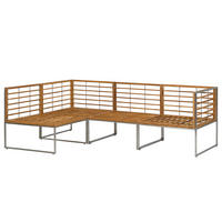 LOUNGESET - 4-teilig - Webstoff / Teak massiv - Anthrazit, Holz/Textil - home24
