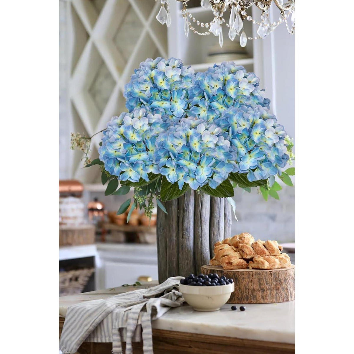 KUNSTBLUMEN Hortensie 2 Stück Blau 63 cm - Blau, Kunststoff (63cm)