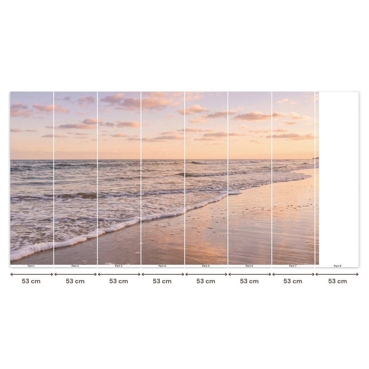 TAPETE - Strand - Brandung - Wolken - 350x200 cm - Hellrosa, Papier (350/200cm) - OnlyWow