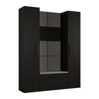 GARDEROBENSCHRANK MODULO 160,6/204/40 cm Modern Garderobe-Set Schwarz - Schwarz/Grau, Holzwerkstoff (160.6/204/40cm) - MASSENO