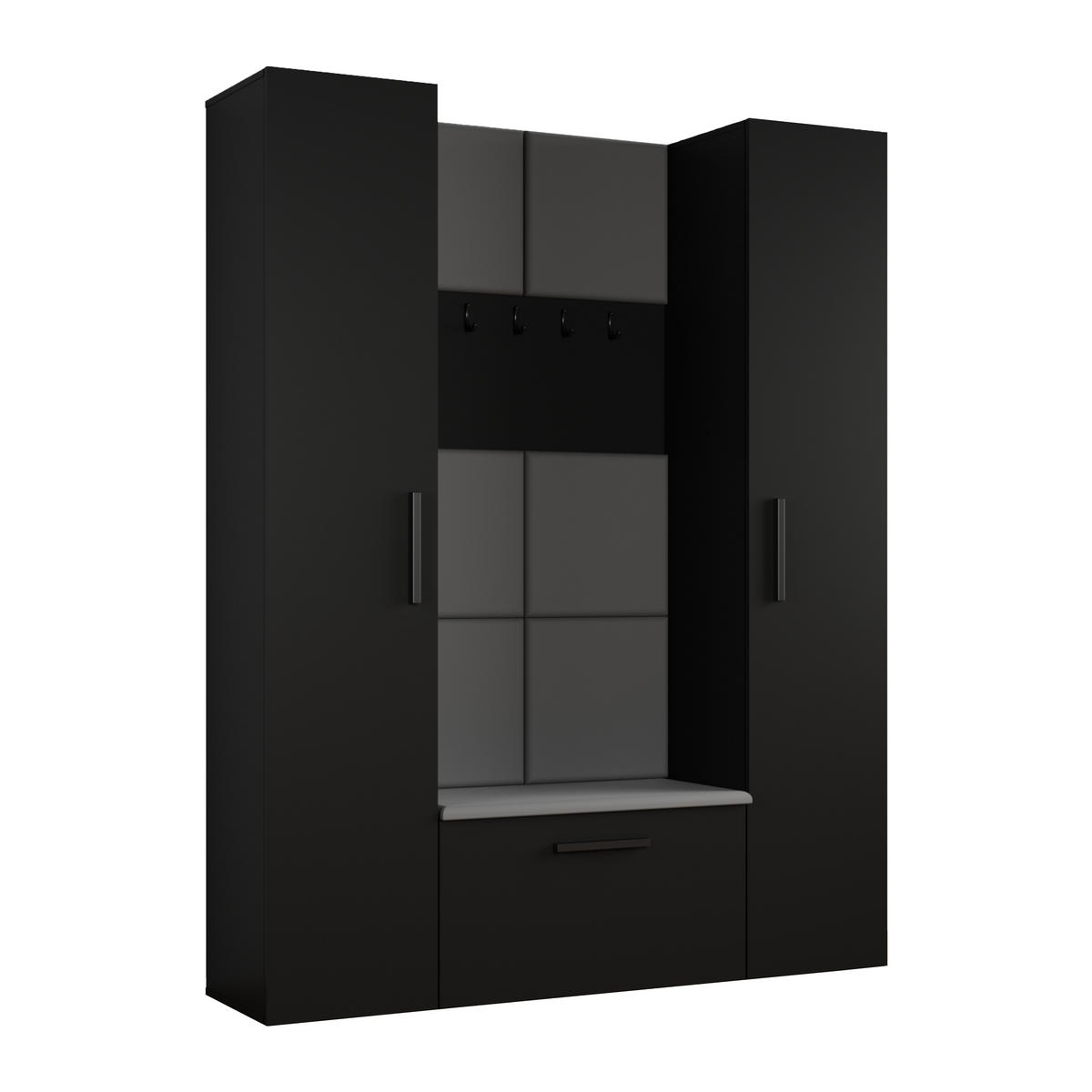 GARDEROBENSCHRANK MODULO 160,6/204/40 cm Modern Garderobe-Set Schwarz - Schwarz/Grau, Holzwerkstoff (160.6/204/40cm) - MASSENO