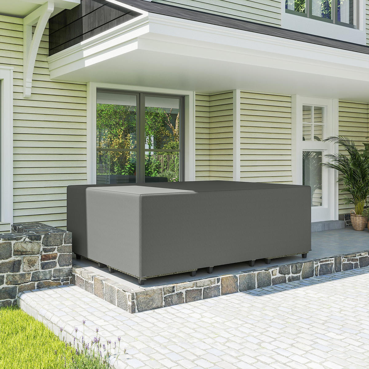 SCHUTZHÜLLE Dunkelgrau 275/205/90 cm - Dunkelgrau, Textil (205/90/275cm) - Outsunny