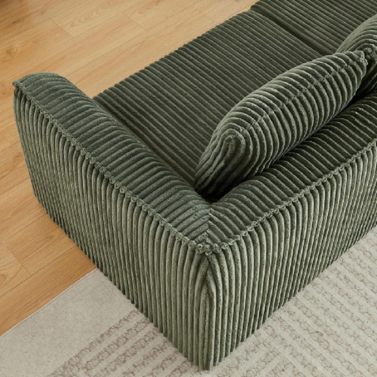 3-SITZER SOFA Cord Grün mit 2 Kissen - Grün, Textil (235.5/72.5/101cm) - WISHDOR