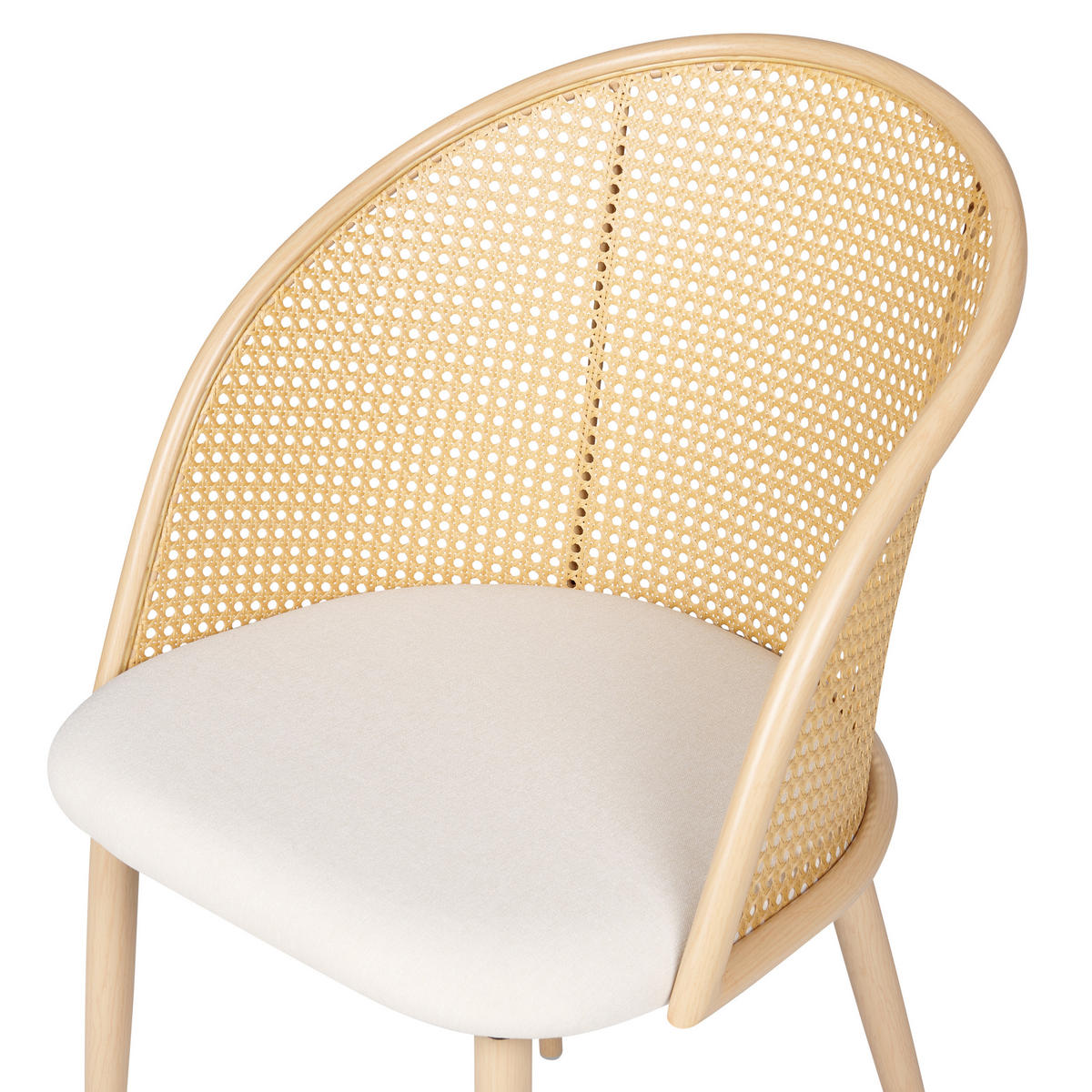ESSZIMMERSTUHL 2er-Set Metall heller Holzfarbton/beige Cornell - Hellbraun/Beige, Metall (52/83/46cm) - Beliani