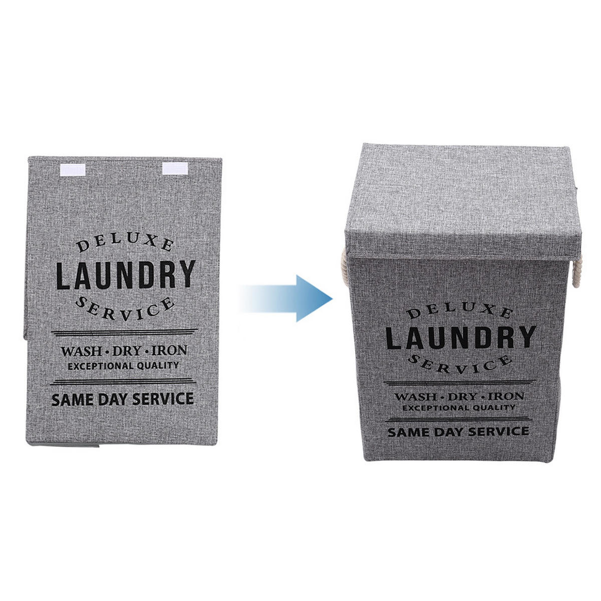 WÄSCHEKORB mit Deckel und Griffe Faltbarer - Grau, Textil (40/60/30cm) - Livingandhome