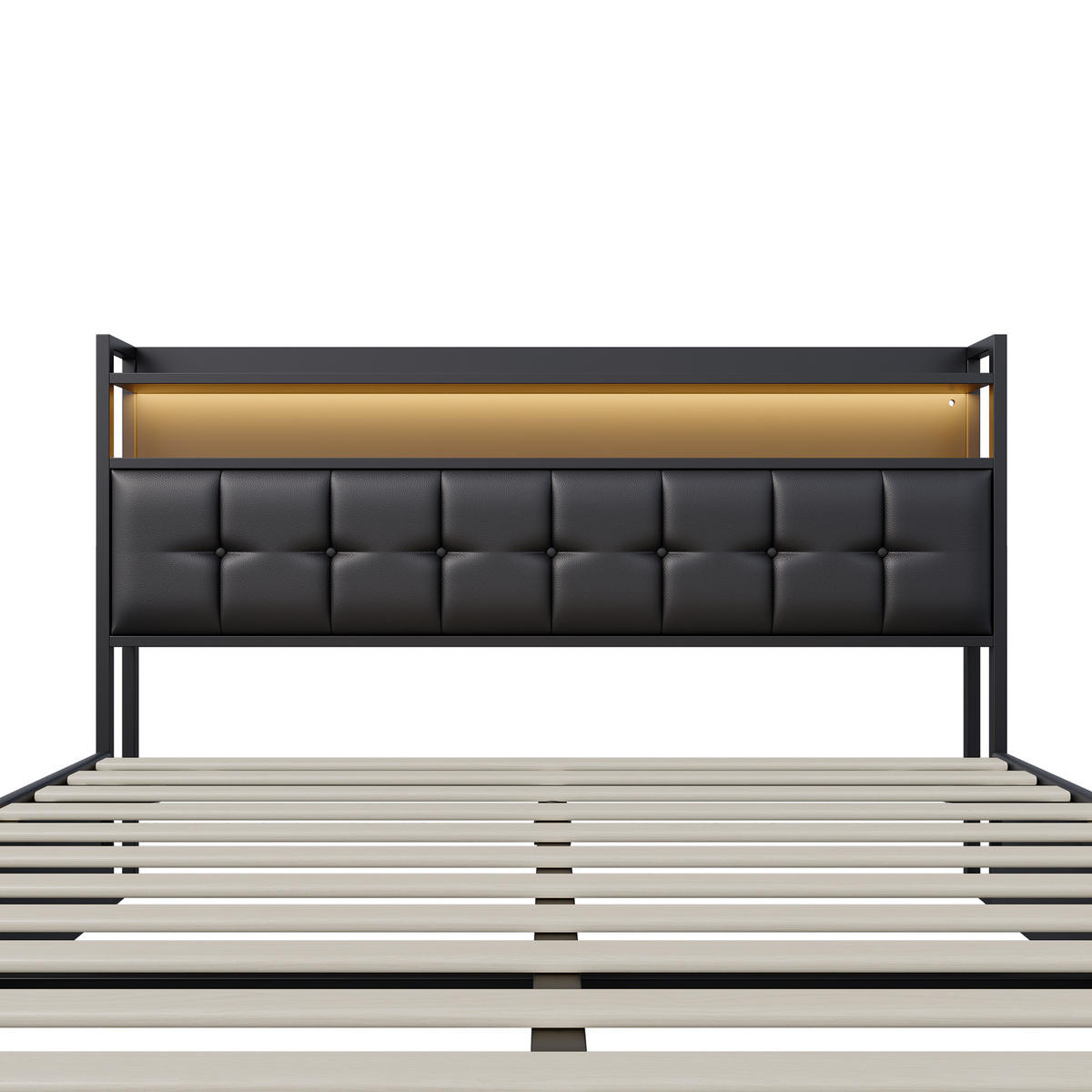 POLSTERBETT 140x190cm Schwarz Kunstleder, LED Gasdruck Stauraumbett mit Steckdose - Schwarz, Leder (140/190cm) - CASIVA