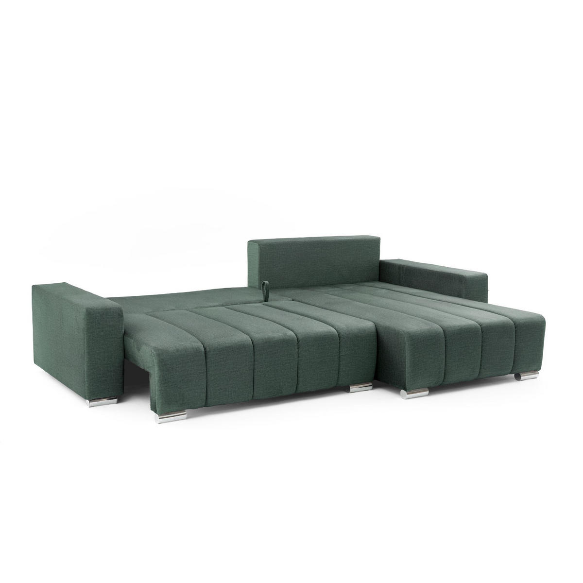 ECKSOFA Piano L Rechts mit Schlaffunktion 137x234 Velours Grün - Silberfarben/Grün, Holz/Textil (178/278cm) - Muffo