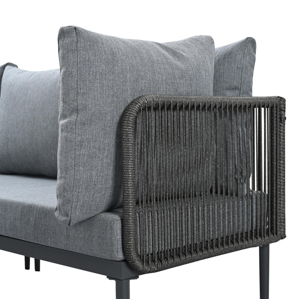 GARTENSET 178x139x68cm grau aus Stahl und Olefin, handgewebt - Grau, Metall - Modfu