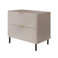 WASCHBECKUNTERSCHRANK, Kaschmir, 80 x 77 x 46 cm, goldener Griff, schwarze Beine, ohne Top - Beige/Goldfarben, Holzwerkstoff (80/77/46cm) - 3XE LIVING