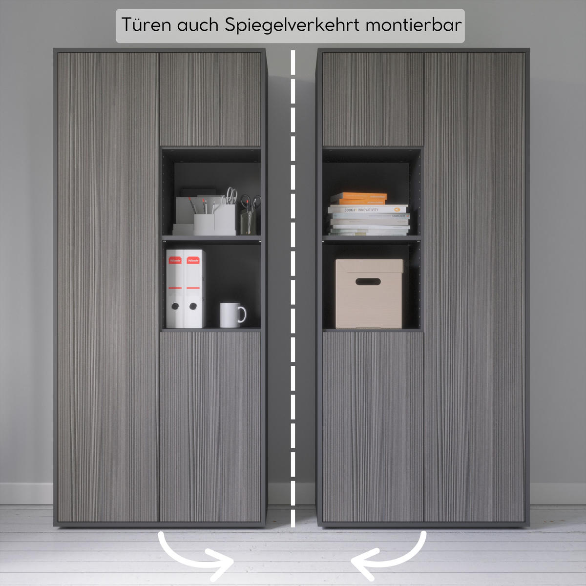 AKTENSCHRANK Amira T20 Avola Anthrazit 180/80/40 cm - Anthrazit, Holzwerkstoff (80/180/40cm) - SIMPLYFURN