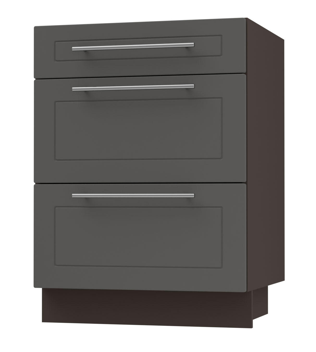 SCHUBLADENUNTERSCHRANK Kvantum D3M/60 60 / 50 / 82cm - Dunkelgrau/Graphitfarben, Holz/Holzwerkstoff (60/82/50cm) - Feldmann-Wohnen