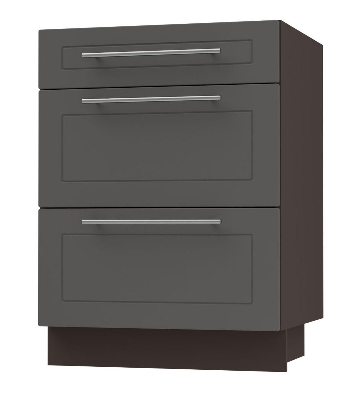 SCHUBLADENUNTERSCHRANK Kvantum D3M/60 60 / 50 / 82cm - Dunkelgrau/Graphitfarben, Holz/Holzwerkstoff (60/82/50cm) - Feldmann-Wohnen
