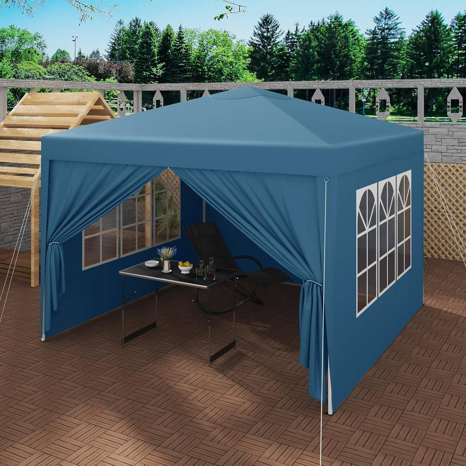 PAVILLON Pop-Up wasserdichter Faltpavillon, aus Oxford Metallrahmen 3 x 3 m - Blau, Metall (300/300/260cm) - Woltu