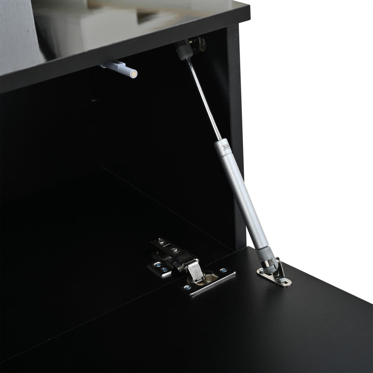 WOHNWAND-SET in Schwarz mit LED Beleuchtung für Wohnzimmer, B180/T30/H130 cm - Schwarz, Glas/Holzwerkstoff (180/33/130cm) - STILVORA